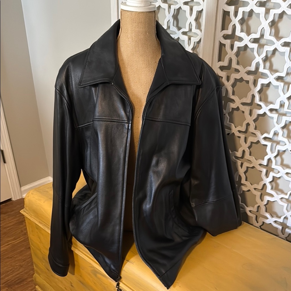 Jos. A. Bank Mens Black Leather Jacket
